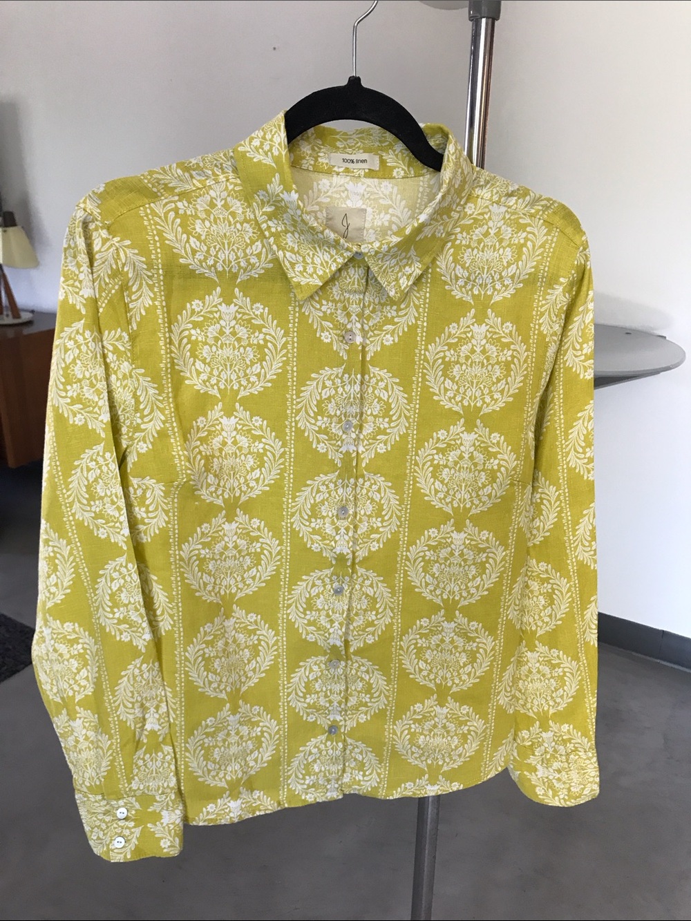 Joie Yellow and White Floral Linen Shirt